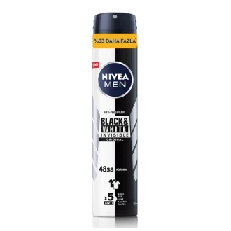 اسپری دئودورانت نیوآ مردانه مدل Black & White Invisible Original حجم 200 میلی‌لیتر - NIVEA MEN BLACK & WHITE INVISIBLE ORIGINAL DEODORANT SPRAY 200ml