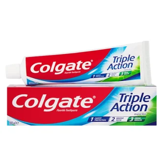 خمیردندان کلگیت سه کاره 100 میلی‌لیتر - Colgate Triple Action برای دندان‌های سالم و لبخند زیبا